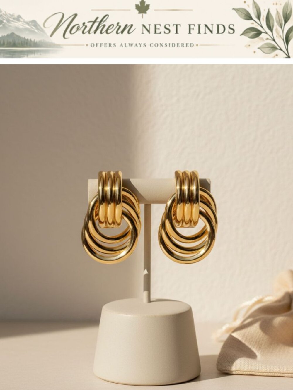 Chunky Knot Link Circle Drop Dangle Earrings Statement Jewelry